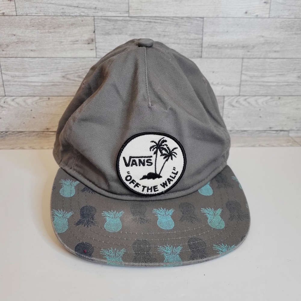 Vans Off The Wall Pineapple Gray Print Classic Patch Trucker Hat SnapBack